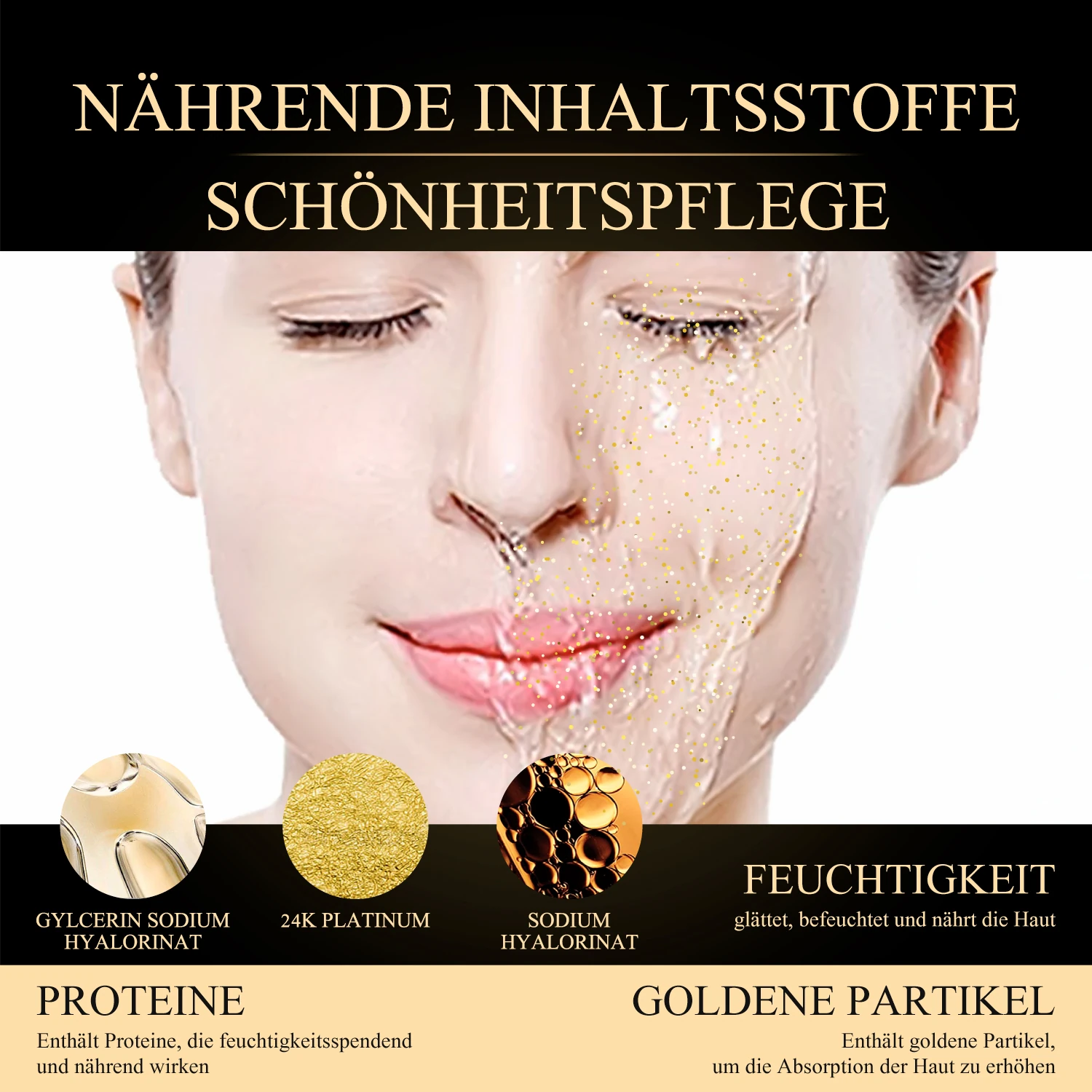 Feuchtigkeits- Serum Anti-Falten Anti-Aging Hautpflege mit 24K Gold Partikeln