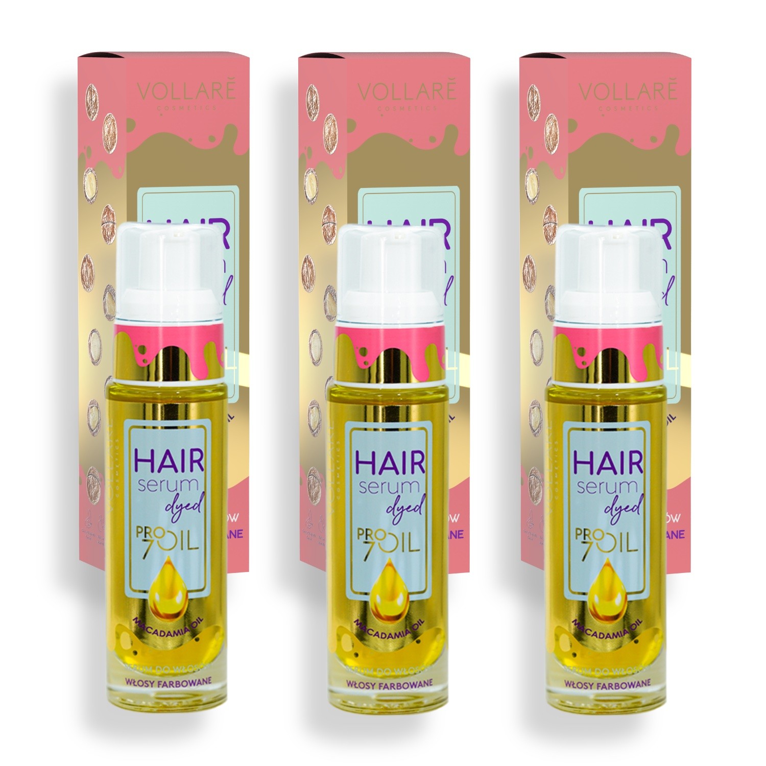 Haarserum Macadamia (3x 30ml) Haaröl | Pflegeserum für die Pflege von feinem, zartem gefärbtem Haaren - angereichert mit Macadamia