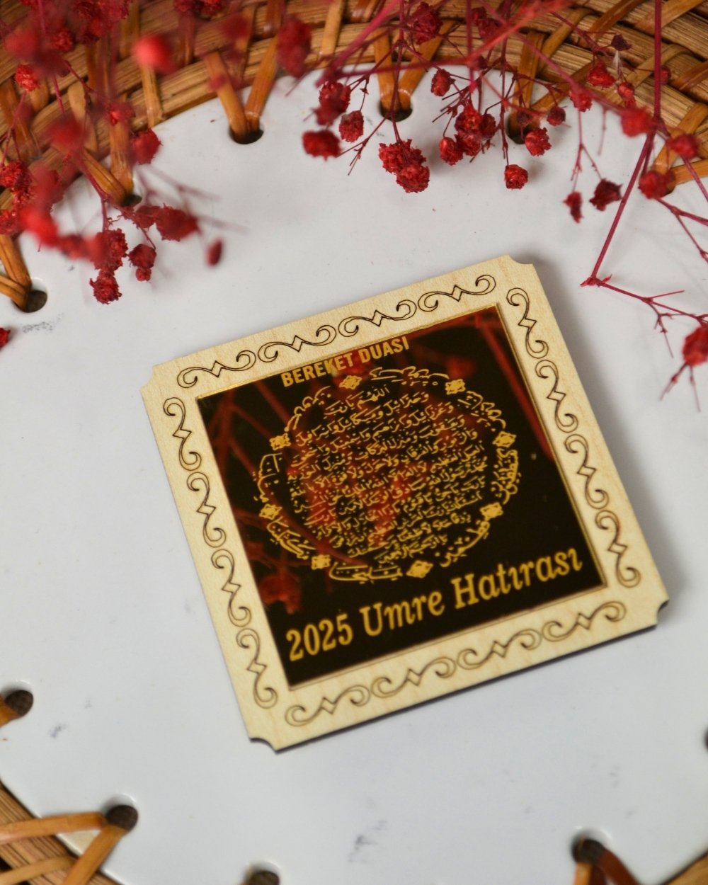 Kişiye Özel Hediyelik Magnet 20 Adet Gold03 | Hac, Umre, Mevlüt, Düğün, Nişan, Sünnet İçin Dolap Magneti