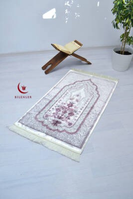 Lüks Hediyelik Çeyizlik Simli Kadife Seccade Pembe