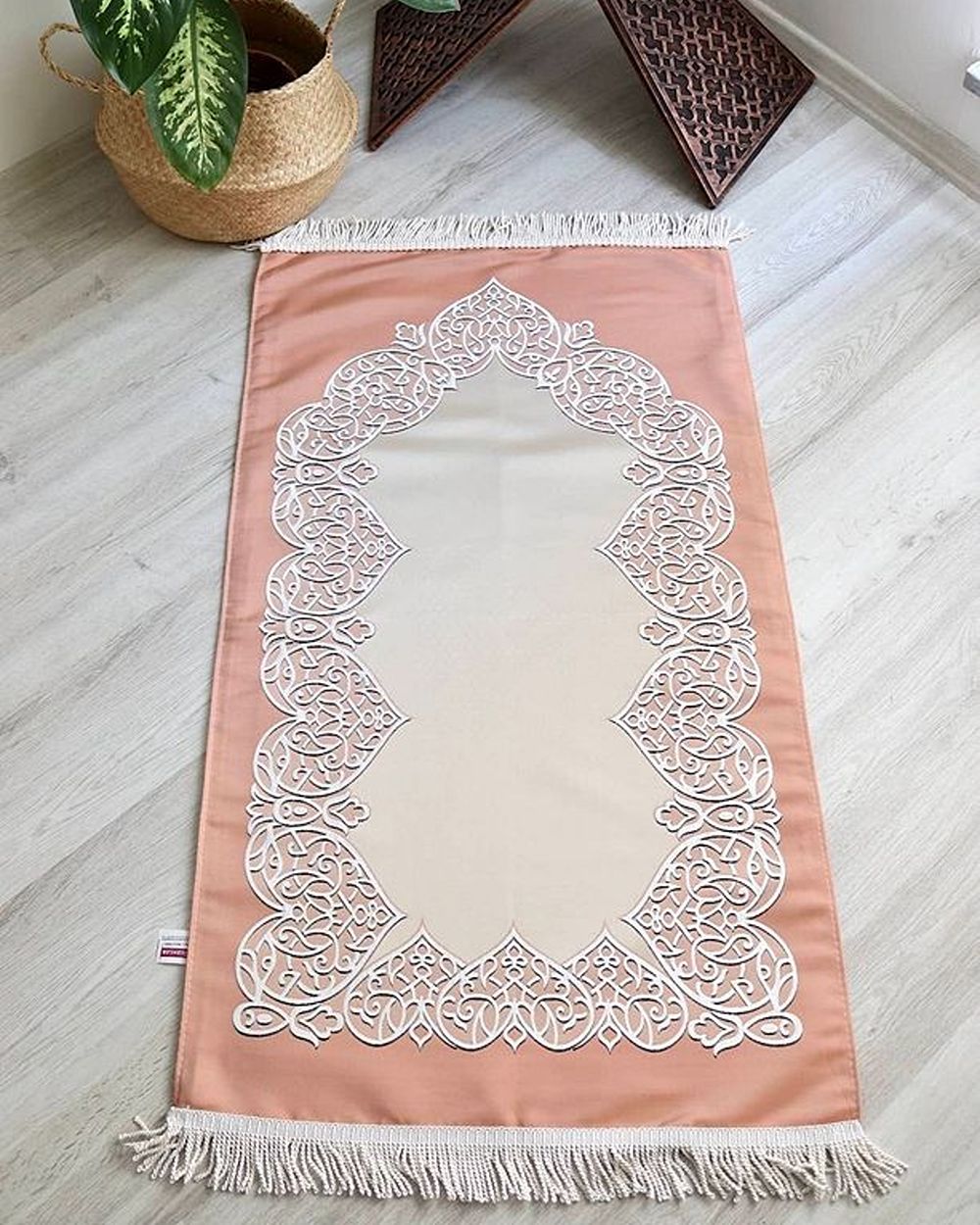 Astarlı Çeyizlik Saten Seccade Somon