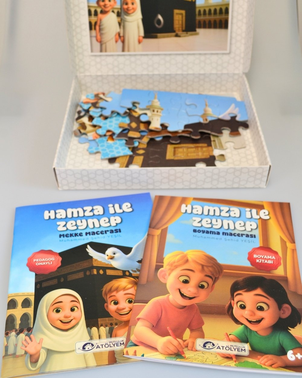 Mescid-i Haram 54 Parça Çocuk Puzzle – Hikâye Kitabı ve Boyama Kitabı Hediyeli, Özel Kutulu