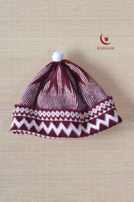 Kırçıllı Triko Örme Hacı Takkesi Bordo