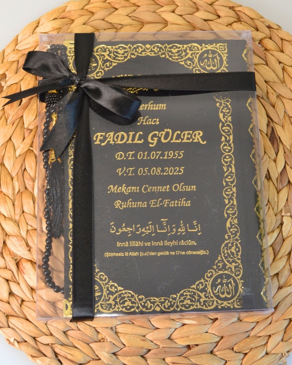 Kişiye Özel İsim Baskılı Ciltli Yasin Kitabı Orta Boy 128 Sayfa 50 Adet- Kutulu Tesbihli