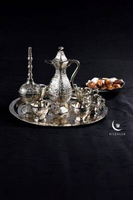 Hediyelik/ Sunumluk Osmanlı Motifli Gümüş Zemzem Takımı – 10 Parça Şık İkram Seti