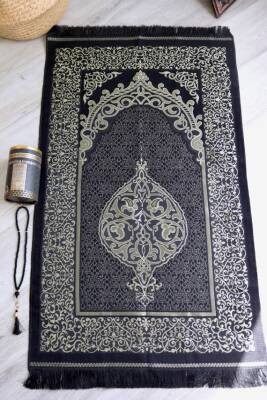 Silindir Kutulu Seccade ve İnci Tesbih Seti Kabe Desenli