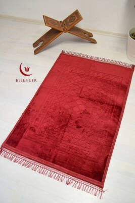 Peluş Seccade Kırmızı - 80x120 cm - Ekstra Konforlu - Yumuşak ve Geniş Ölçülü