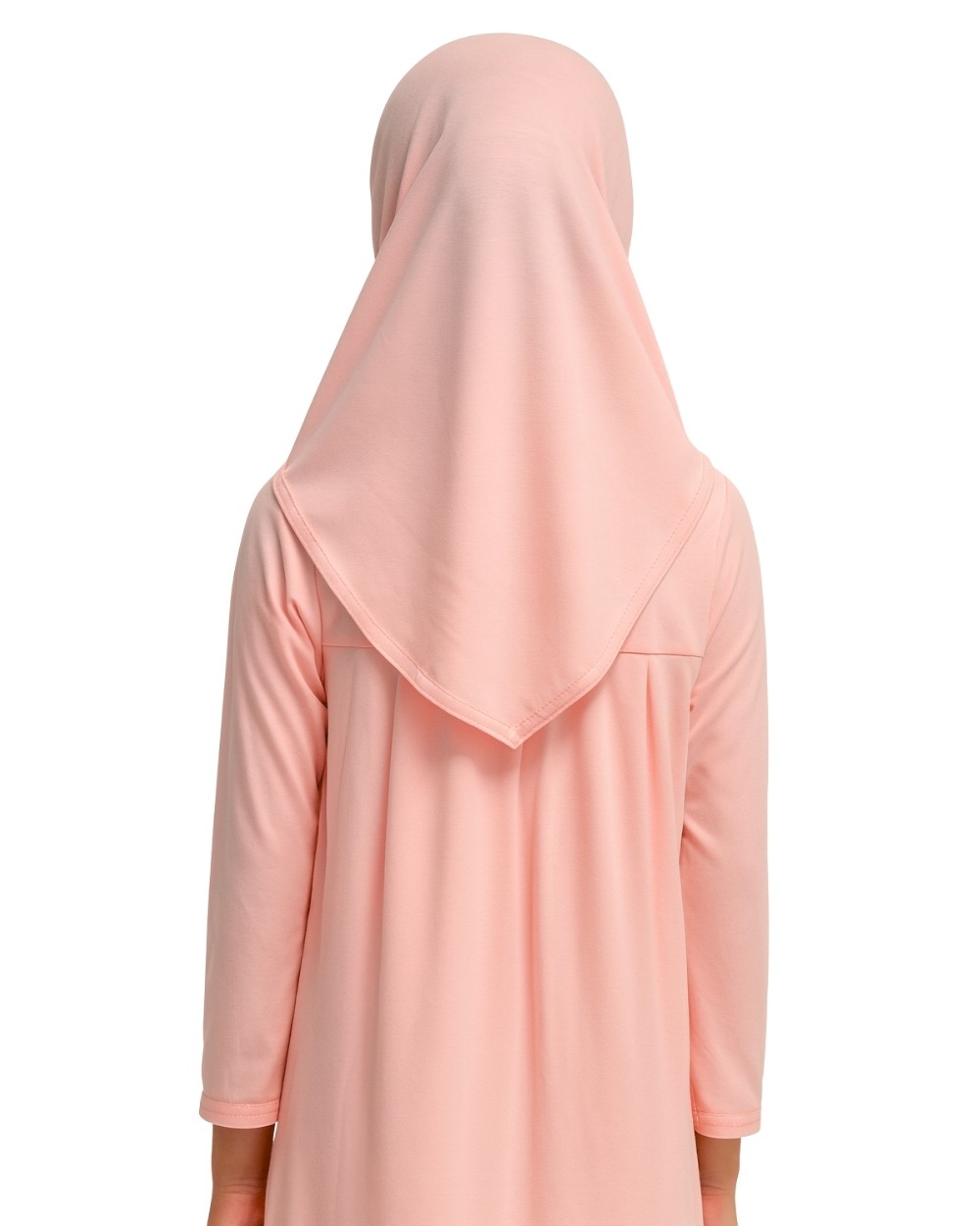 Penye Kendinden Başörtülü Çocuk Namaz Elbisesi Açık Pembe/ 6-7-8 yaş