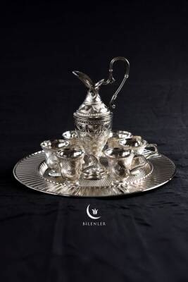 Hediyelik/ Sunumluk Lüks Gümüş Renkli Kaf Zemzem Takımı – 8 Parça