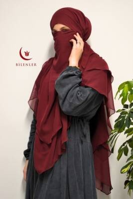3 Katlı Şifon Sufle Bordo (Pratik Şal)
