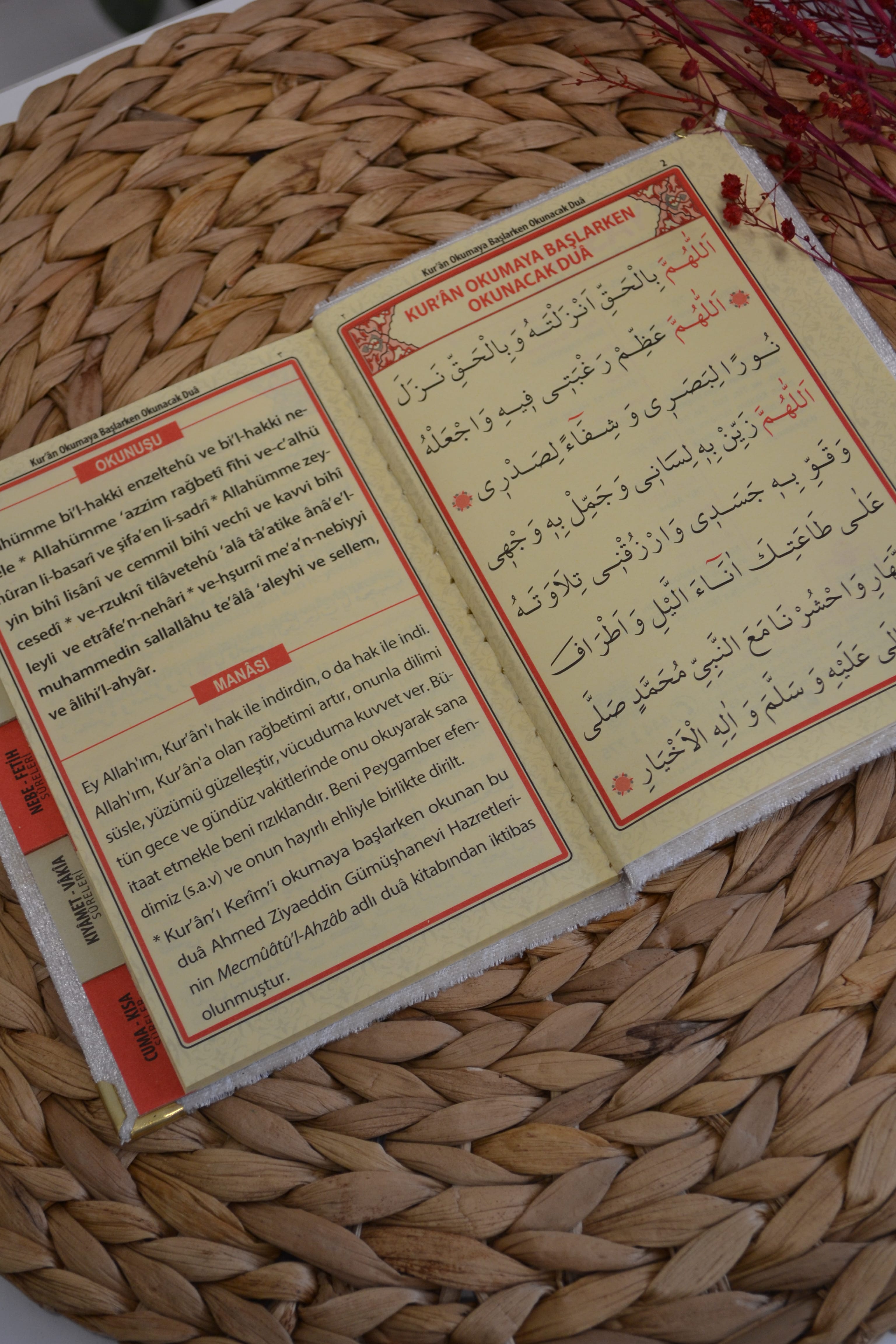 Kutulu 128 Sayfa Kadife Yasin ve İnci Tesbih Seti Pembe