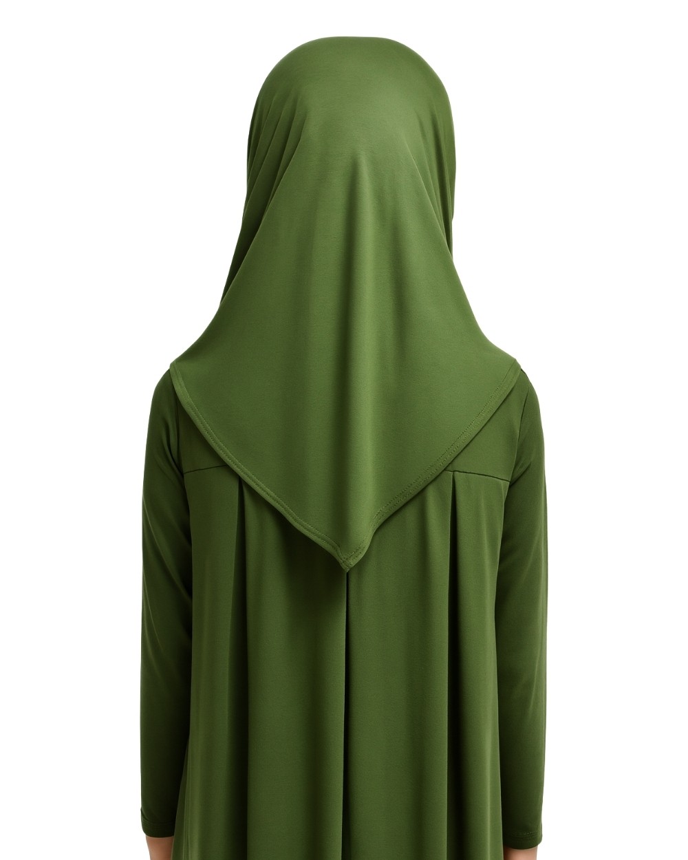 Penye Kendinden Başörtülü Çocuk Namaz Elbisesi Yeşil/ 6-7-8 yaş
