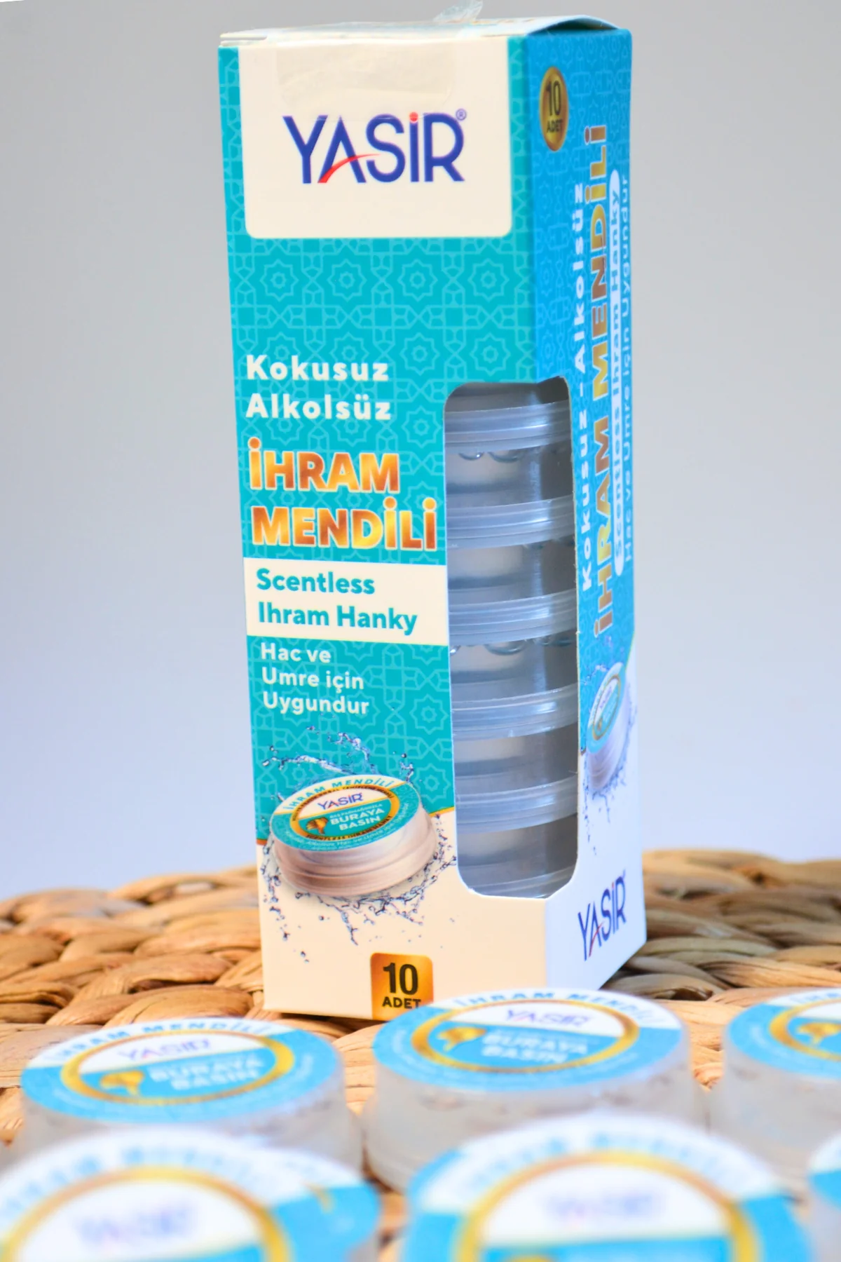 10'lu İhram Mendili Seti – Tek Kullanımlık, Alkolsüz ve Kokusuz, Pratik Basmalı Sistem