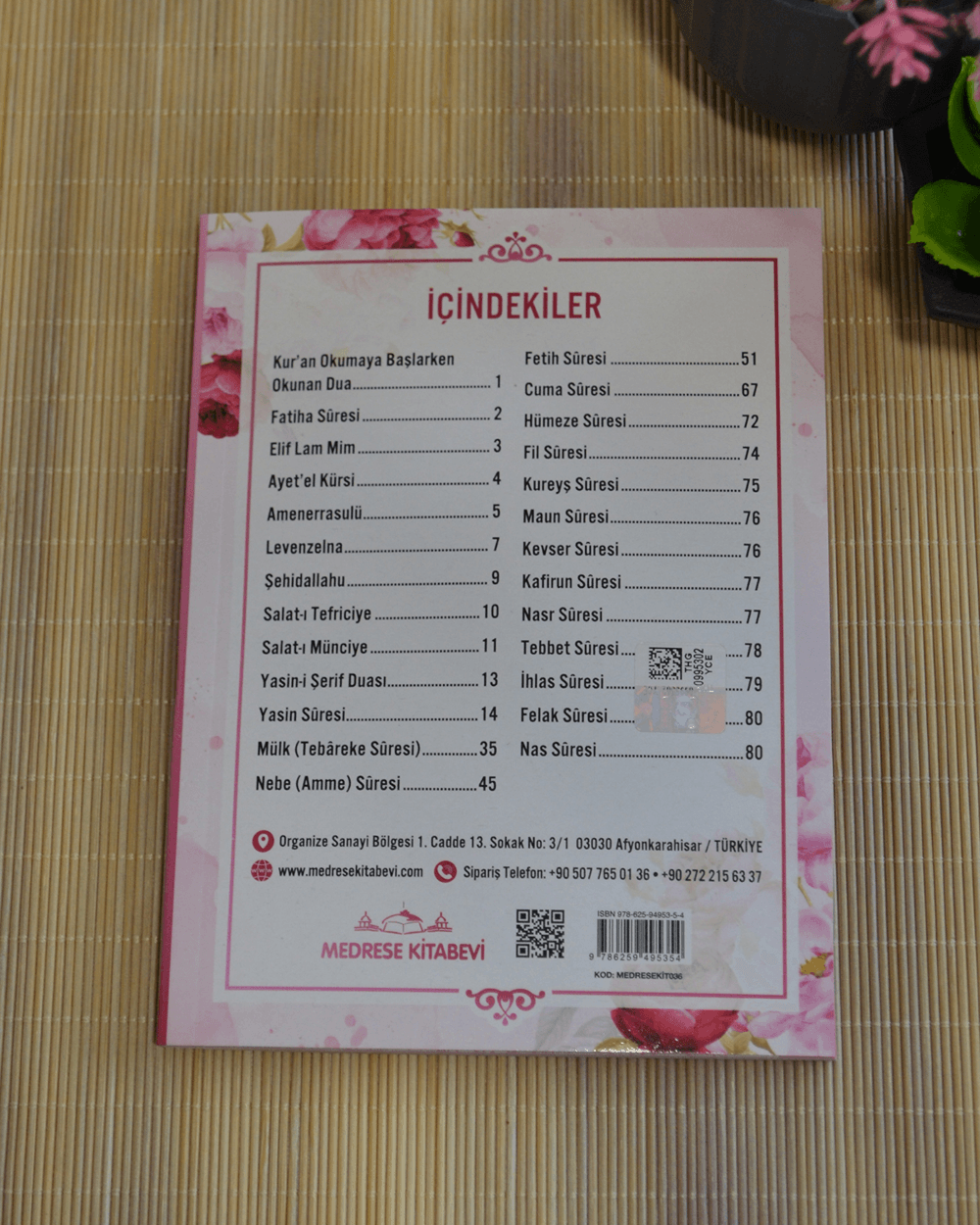 Mevlit Hediyeliği 41 Yasin Bilgisayar Hatlı Türkçe Okunuş Mealli ve Sesli 5 Adet Pembe