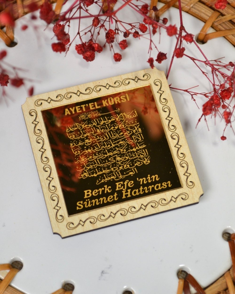 Kişiye Özel Hediyelik Magnet 20 Adet Gold01 | Hac, Umre, Mevlüt, Düğün, Nişan, Sünnet İçin Dolap Magneti