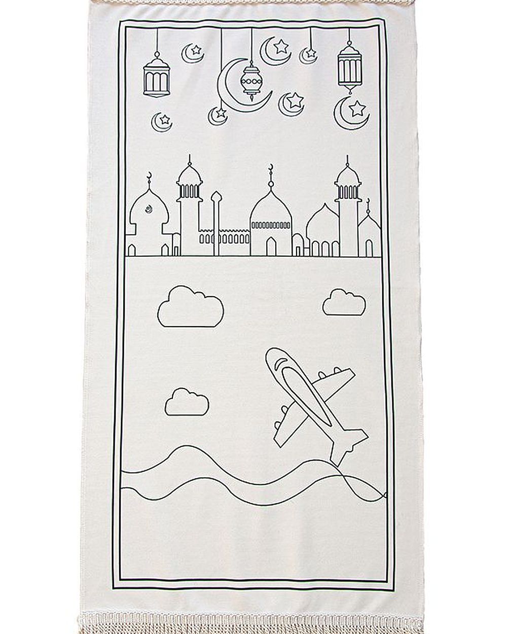 Çocuklara Özel Yıkanabilir Boyamalı Seccade Seti Mavi