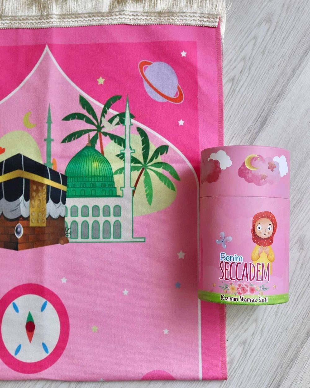 Kızımın Seccade Seti Kumbaralı Pembe