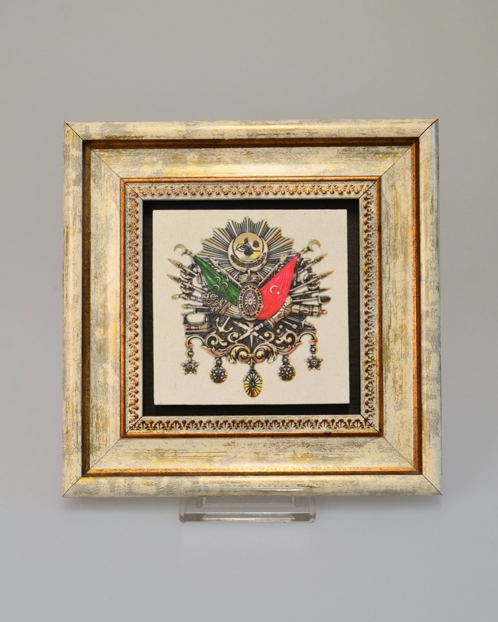 Doğal Taş Üzerine Osmanlı Arması Şık Tablo – 20x20 cm Dekoratif İslami Hediyelik