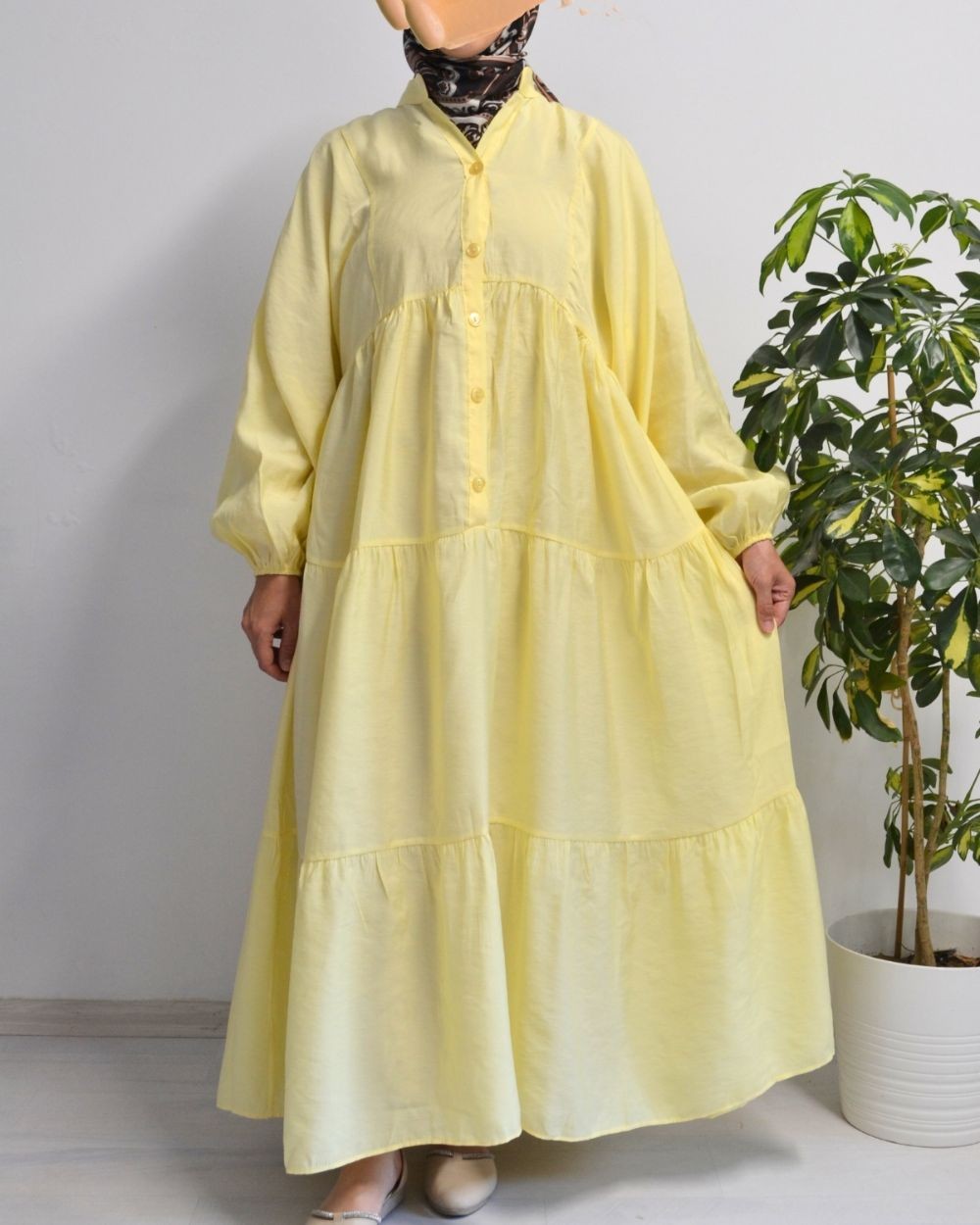Kadın Modal Tesettür Elbise – Rahat Kalıp – 135 cm Boy – 1-2 Beden