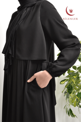Medine İpeği Cepken Model Ferace Siyah