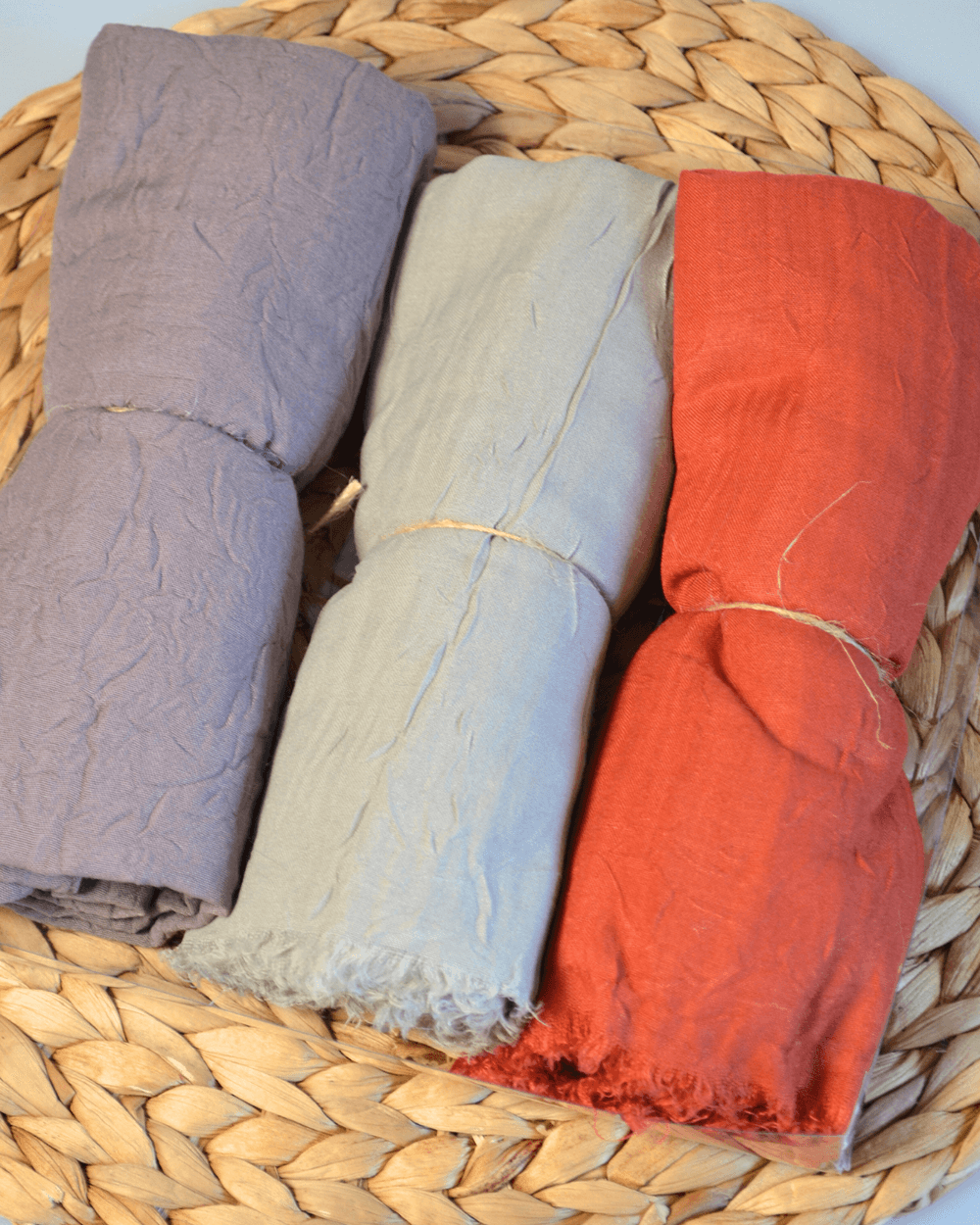 Bambu Kraş Şal 3’lü Set Kiremit/ Bej/ Vizon– 75x210 cm | Nefes Alabilir; Terletmez; Tok Duruşlu Mevsimlik Kumaş