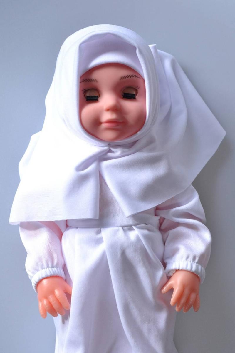 Tesettürlü Sesli Meryem Bebek Beyaz Renk