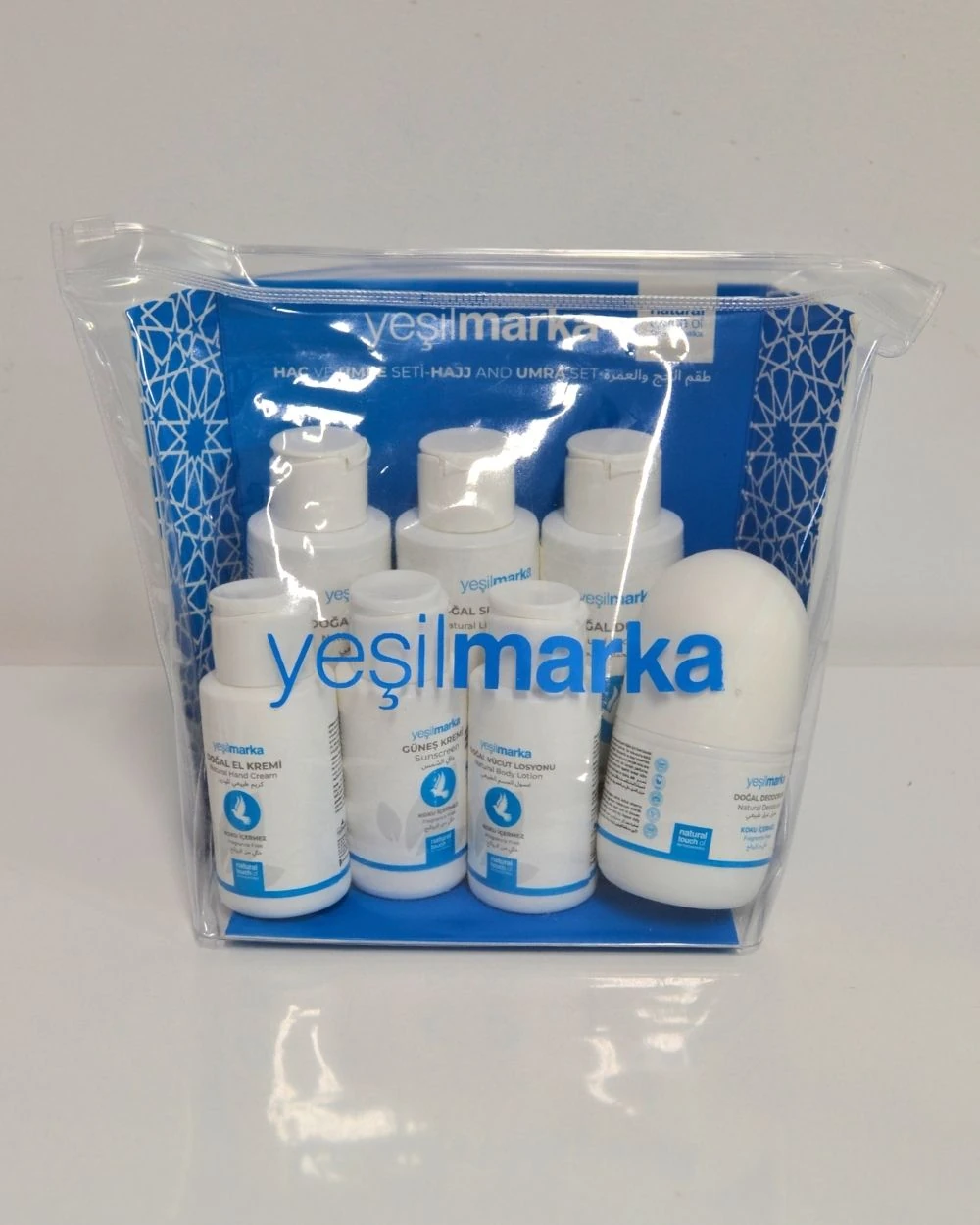 Kokusuz Kişisel Bakım Full Set – El ve Güneş Kremi, Vücut Losyonu, Şampuan, Duş Jeli, Sıvı Sabun, Deodorant (Hac & Umre Uyumlu)