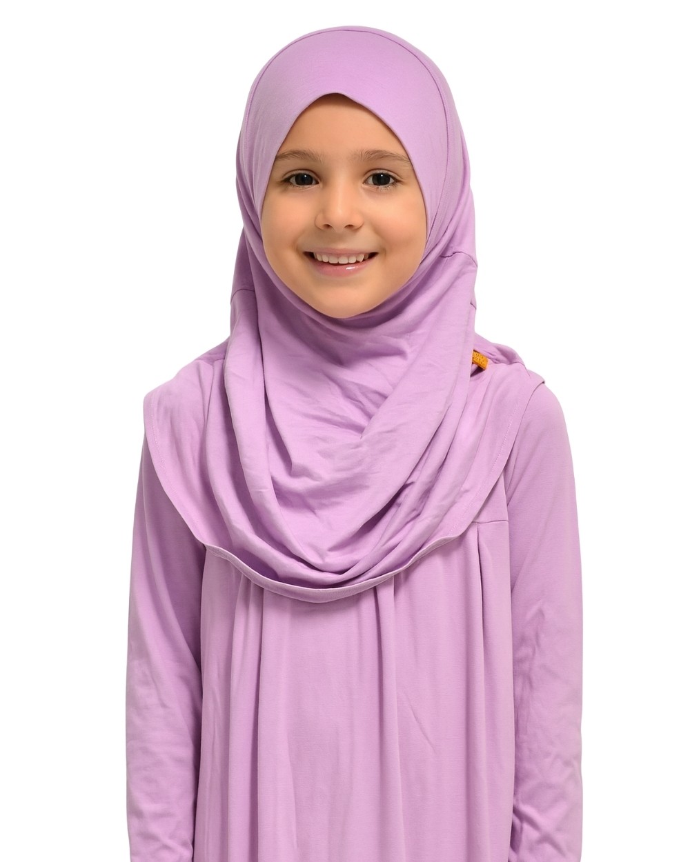 Penye Kendinden Başörtülü Çocuk Namaz Elbisesi Lila/ 6-7-8 yaş