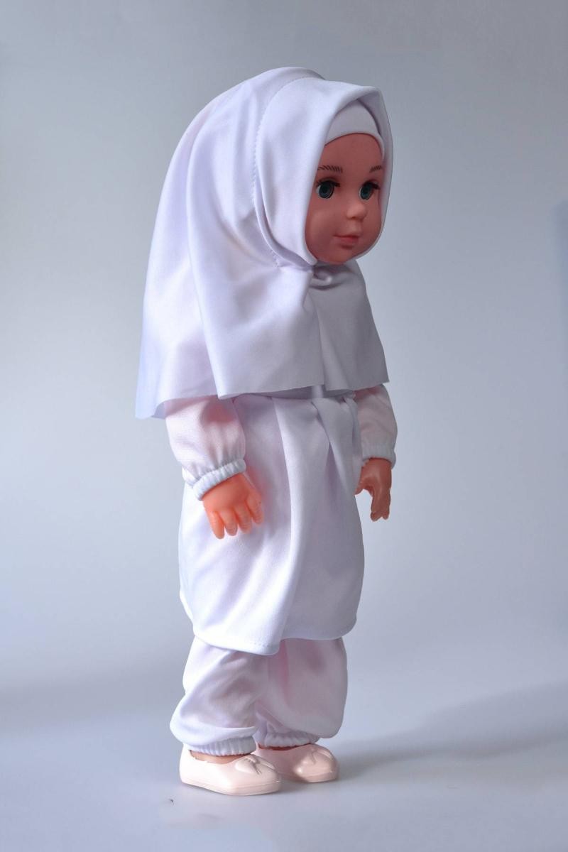 Tesettürlü Sesli Meryem Bebek Beyaz Renk
