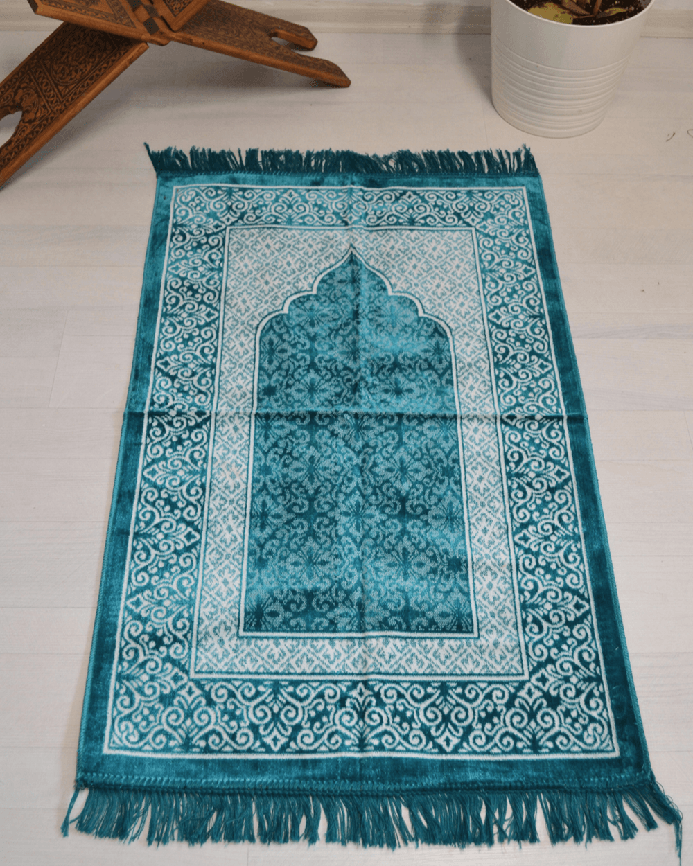 Kadife Seccade - 70x110 cm  - Yumuşak ve Konforlu Turkuaz