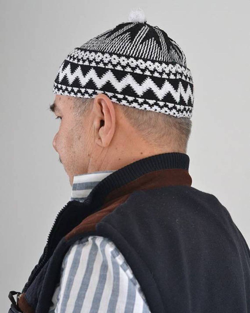 Kırçıllı Triko Örme Hacı Takkesi Siyah