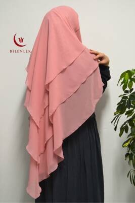 3 Katlı Şifon Sufle Pembe  (Pratik Şal)