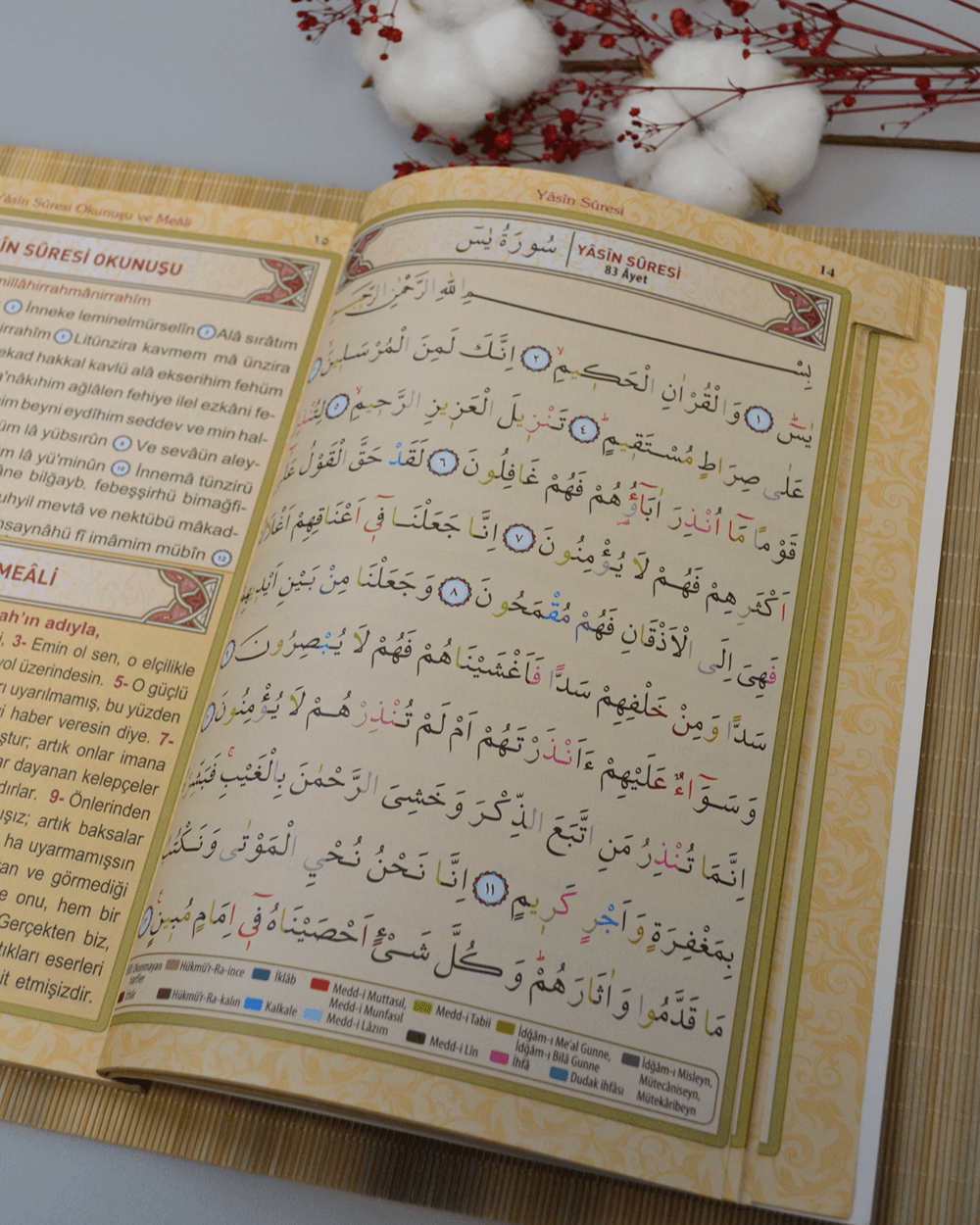 Renklendirilmiş Tecvid Kuralları ile Yasin Dua Kitabı Rahle Boy