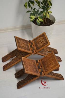 Kur’an-ı Kerim Rahlesi Selçuklu Desenli Model 2- Büyük Boy (18X65cm) Yakma İşçilikli