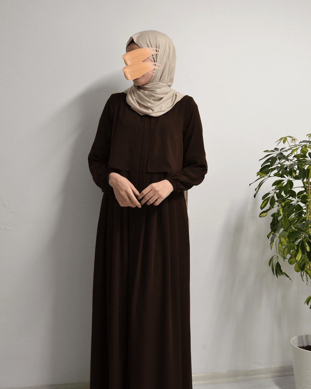 Medine İpeği Cepken Model Ferace Kahverengi