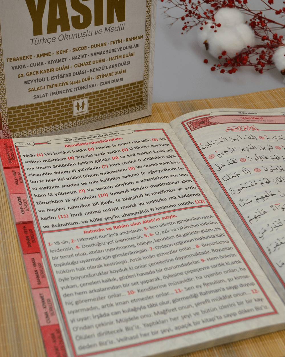 Türkçe Okunuşlu ve Mealli Fihristli 41 Yasin Dua Kitabı Orta Boy Krem