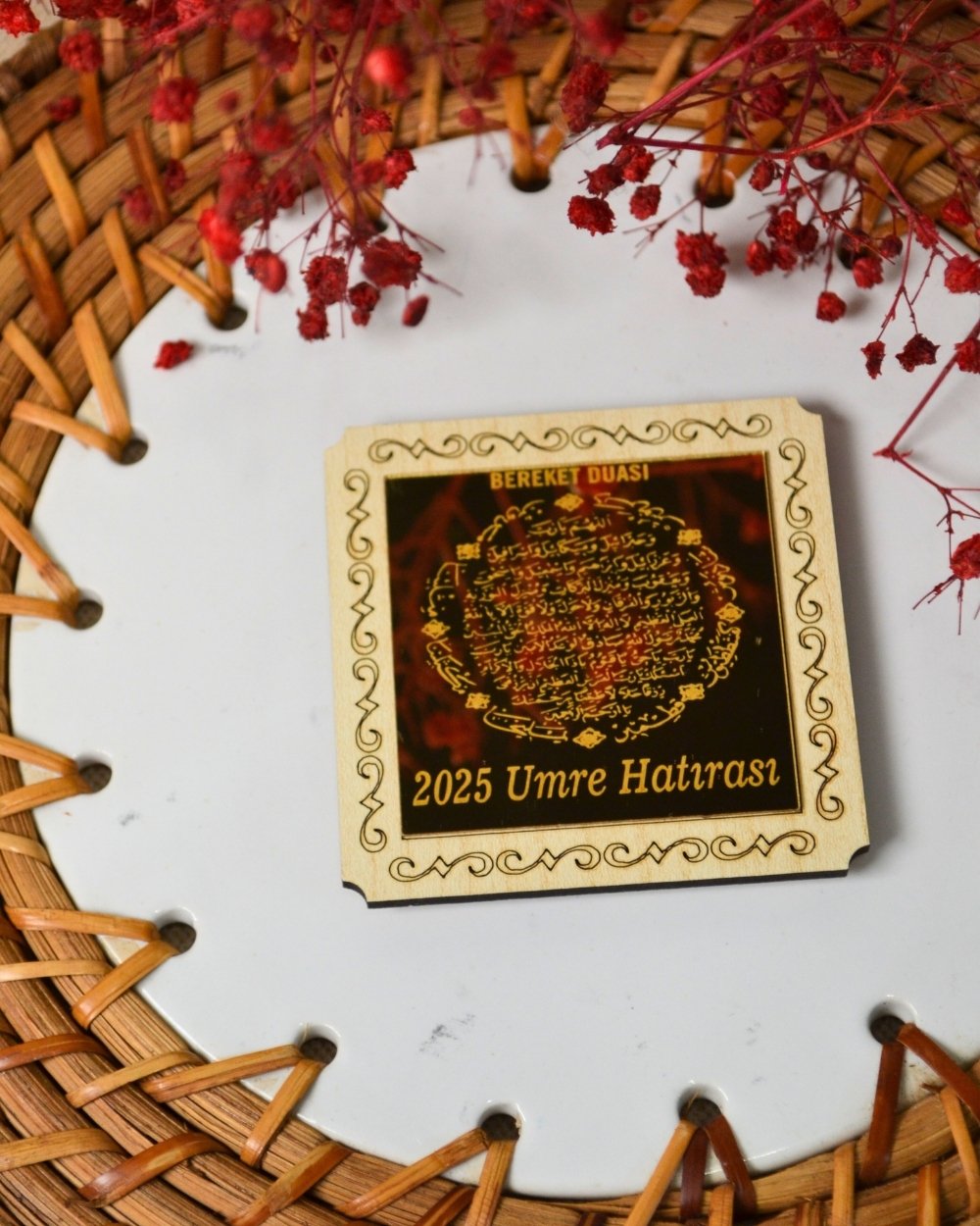 Kişiye Özel Hediyelik Magnet 20 Adet Gold03 | Hac, Umre, Mevlüt, Düğün, Nişan, Sünnet İçin Dolap Magneti