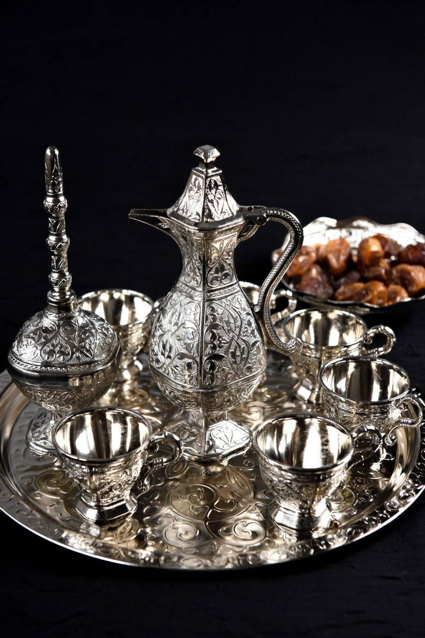 Hediyelik/ Sunumluk Osmanlı Motifli Gümüş Zemzem Takımı – 10 Parça Şık İkram Seti