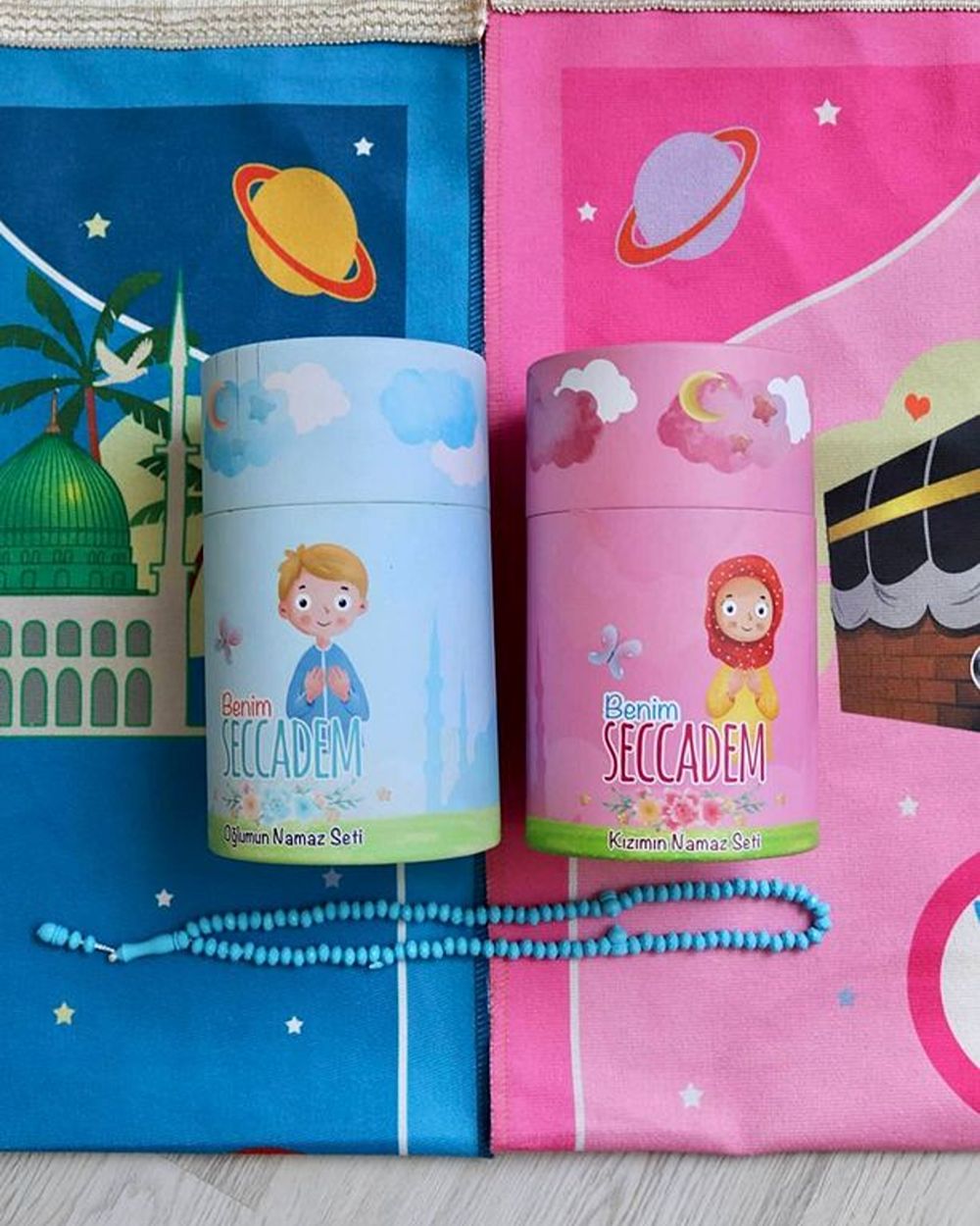 Oğlumun Seccade Seti Kumbaralı Mavi