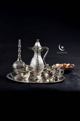 Hediyelik/ Sunumluk Osmanlı Motifli Gümüş Zemzem Takımı – 10 Parça Şık İkram Seti