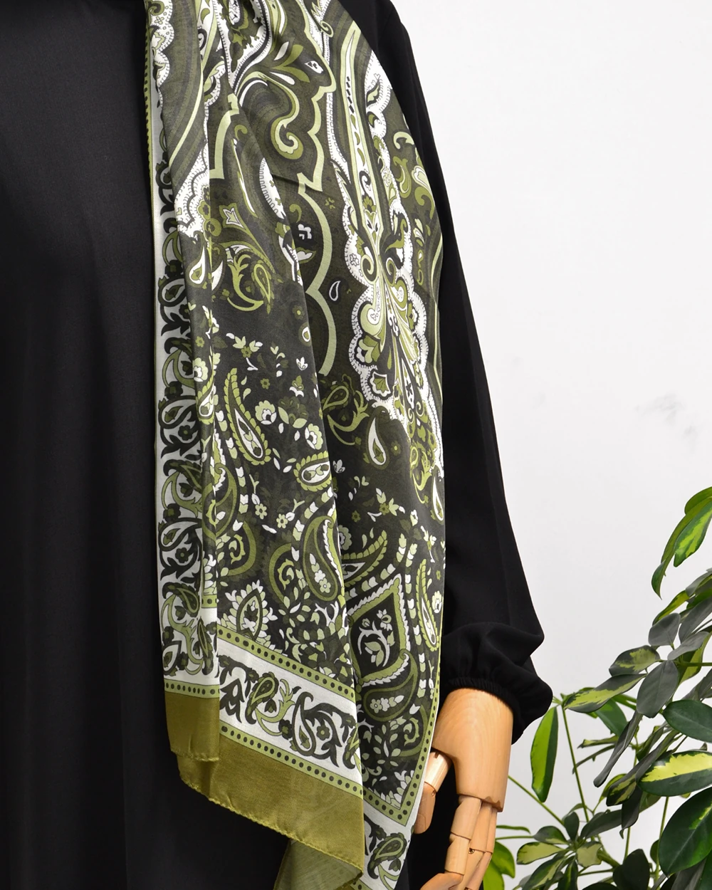 Etnik Desenli Pamuklu Şal Yeşil