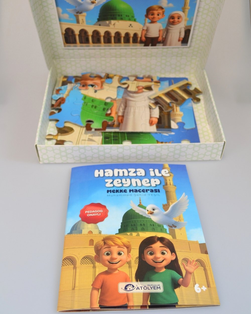 Mescid-i Nebevi 54 Parça Çocuk Puzzle – Hikâye Kitabı ve Boyama Kitabı Hediyeli, Özel Kutulu