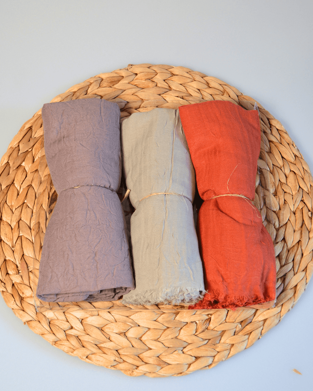 Bambu Kraş Şal 3’lü Set Kiremit/ Bej/ Vizon– 75x210 cm | Nefes Alabilir; Terletmez; Tok Duruşlu Mevsimlik Kumaş