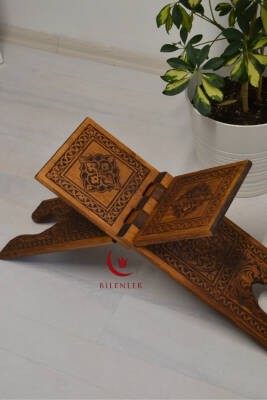 Kur’an-ı Kerim Rahlesi Selçuklu Desenli– Küçük Boy (18X45cm) Yakma İşçilikli