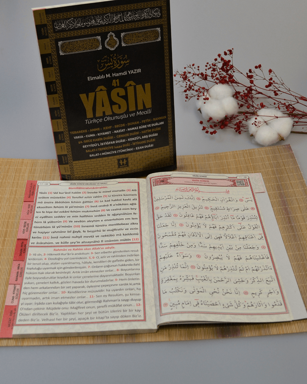 Türkçe Okunuşlu ve Mealli Fihristli 41 Yasin Dua Kitabı Orta Boy Siyah