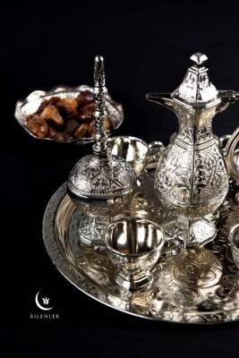 Hediyelik/ Sunumluk Osmanlı Motifli Gümüş Zemzem Takımı – 10 Parça Şık İkram Seti