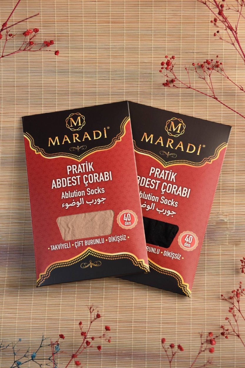 Pratik Abdest Çorabı İkili Takım Siyah ve Ten Renk