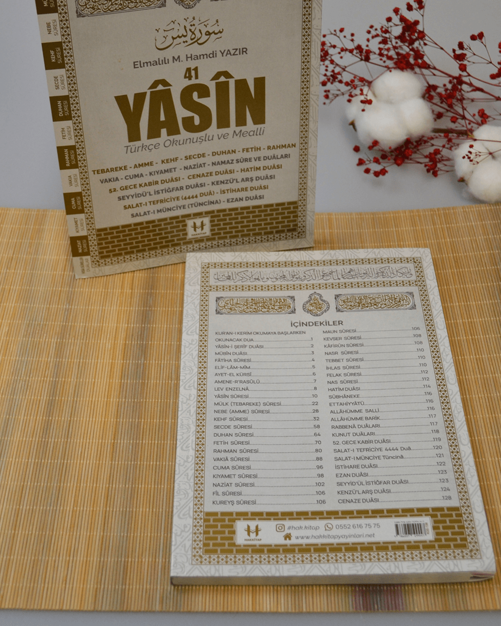 Türkçe Okunuşlu ve Mealli Fihristli 41 Yasin Dua Kitabı Orta Boy Krem