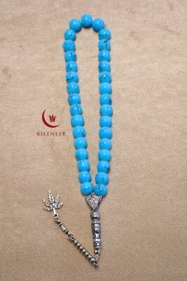 Taş 33'lü Erkek Tesbihi Açık Mavi 10 Adet (İmameli - 23 cm; İmamesiz - 13 cm)