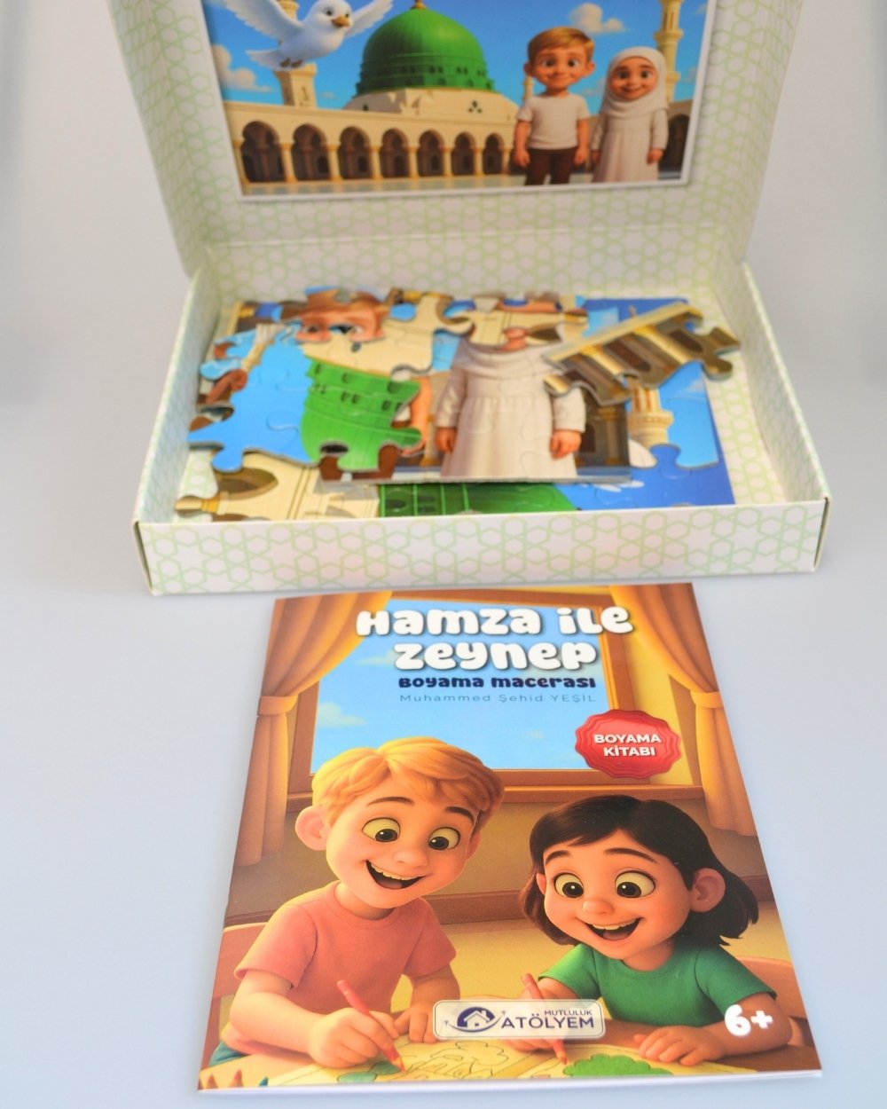 Mescid-i Nebevi 54 Parça Çocuk Puzzle – Hikâye Kitabı ve Boyama Kitabı Hediyeli, Özel Kutulu